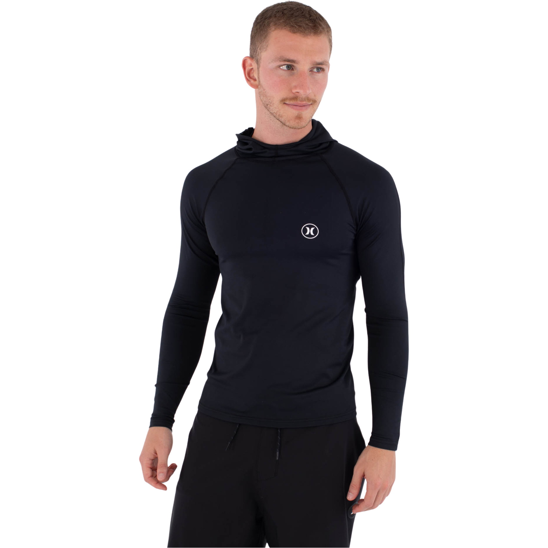 2026 Hurley Männer Slim Fit Icon Kapuzen-Langarm-Lycra-Weste MLEU00001 - Black